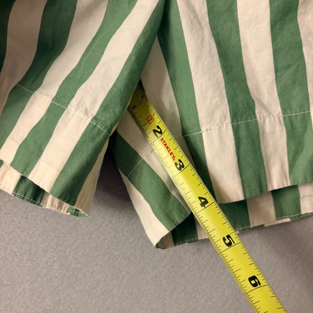 Hanna Andersson Pajama Set Green White Striped Cotton Button Down Top Shorts L - Picture 16 of 16